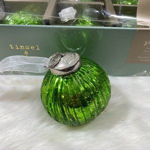 34th Pine Kugel Vintage Style Green Mercury Crackled Glass Ball Ornaments SET 6